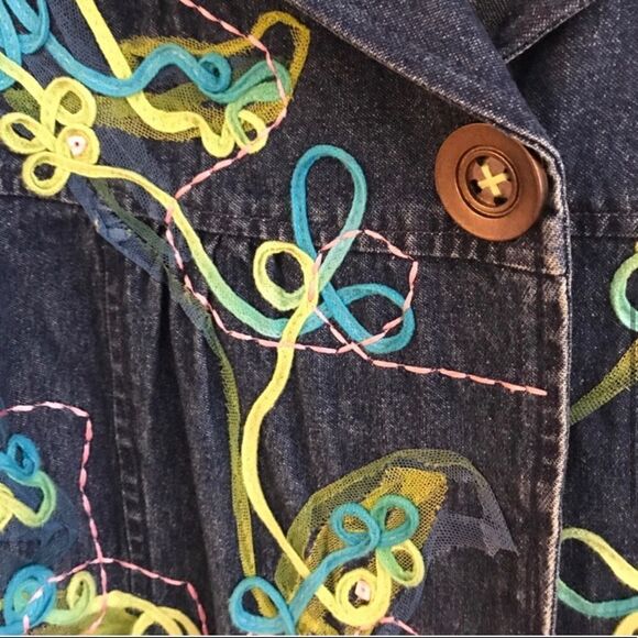 Appliquéd Denim Jacket LP Earrings & Necklace - Picture 2 of 5